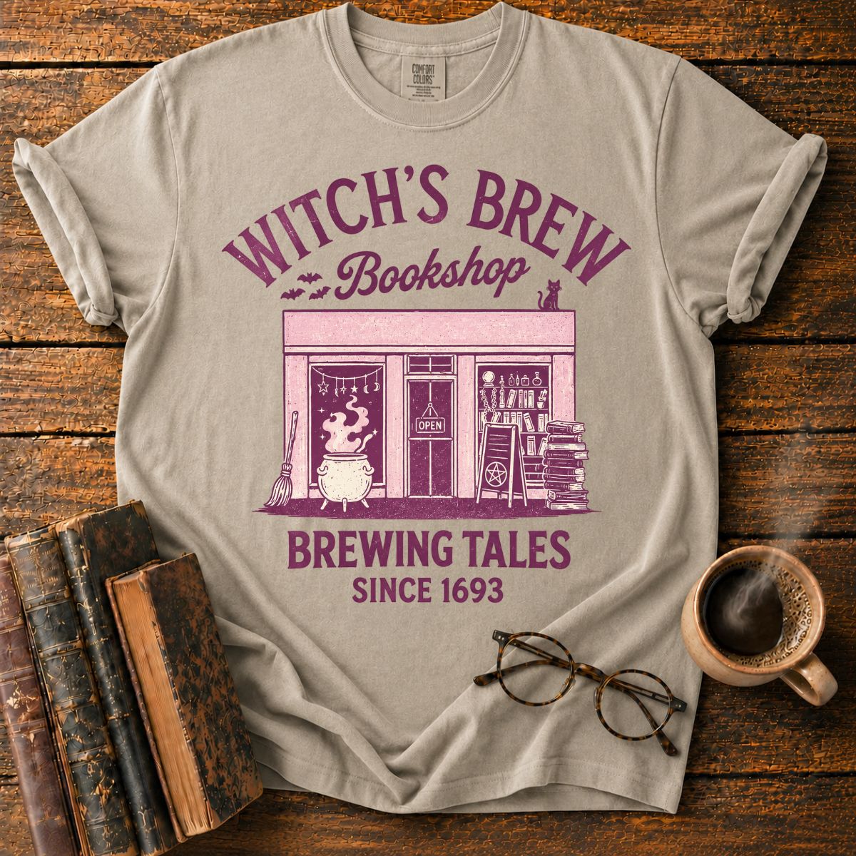 Witch's Brew Bookshop Halloween T-Shirt