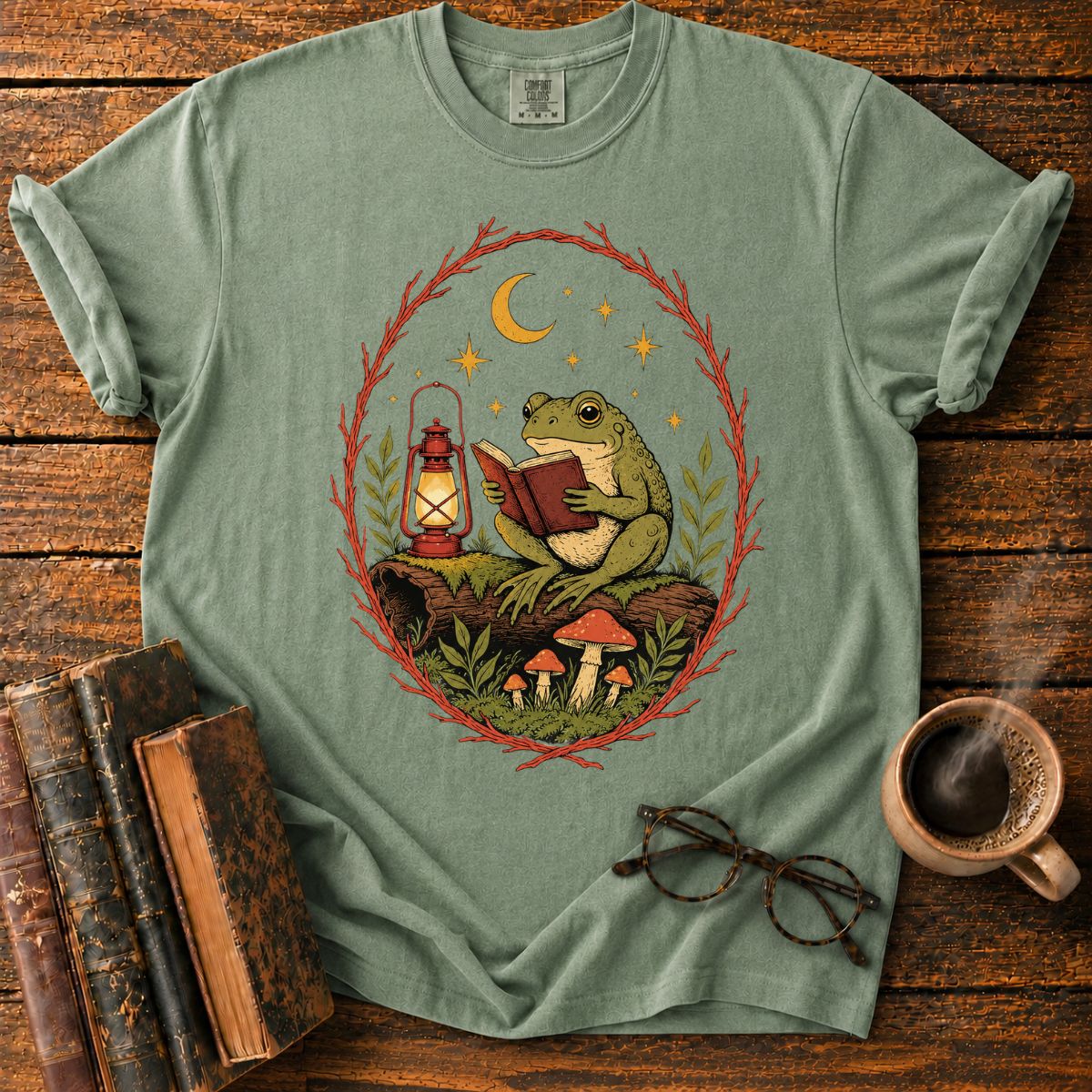 Frog’s Moonlit Reading Nook T-Shirt