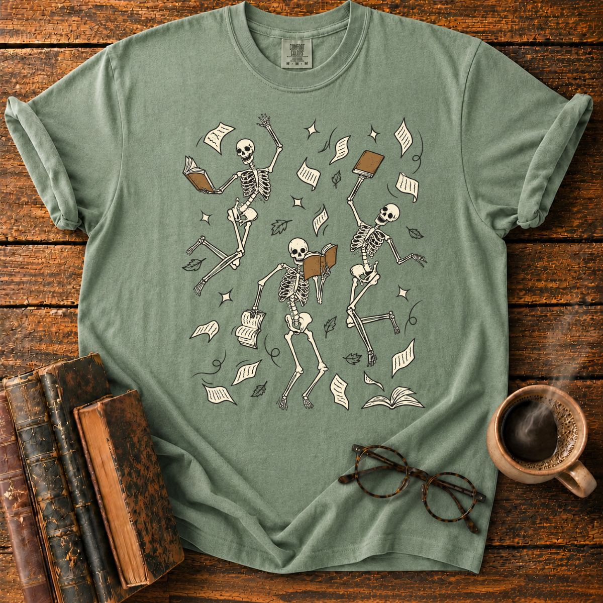 Dancing Skeletons Book Lover T-Shirt