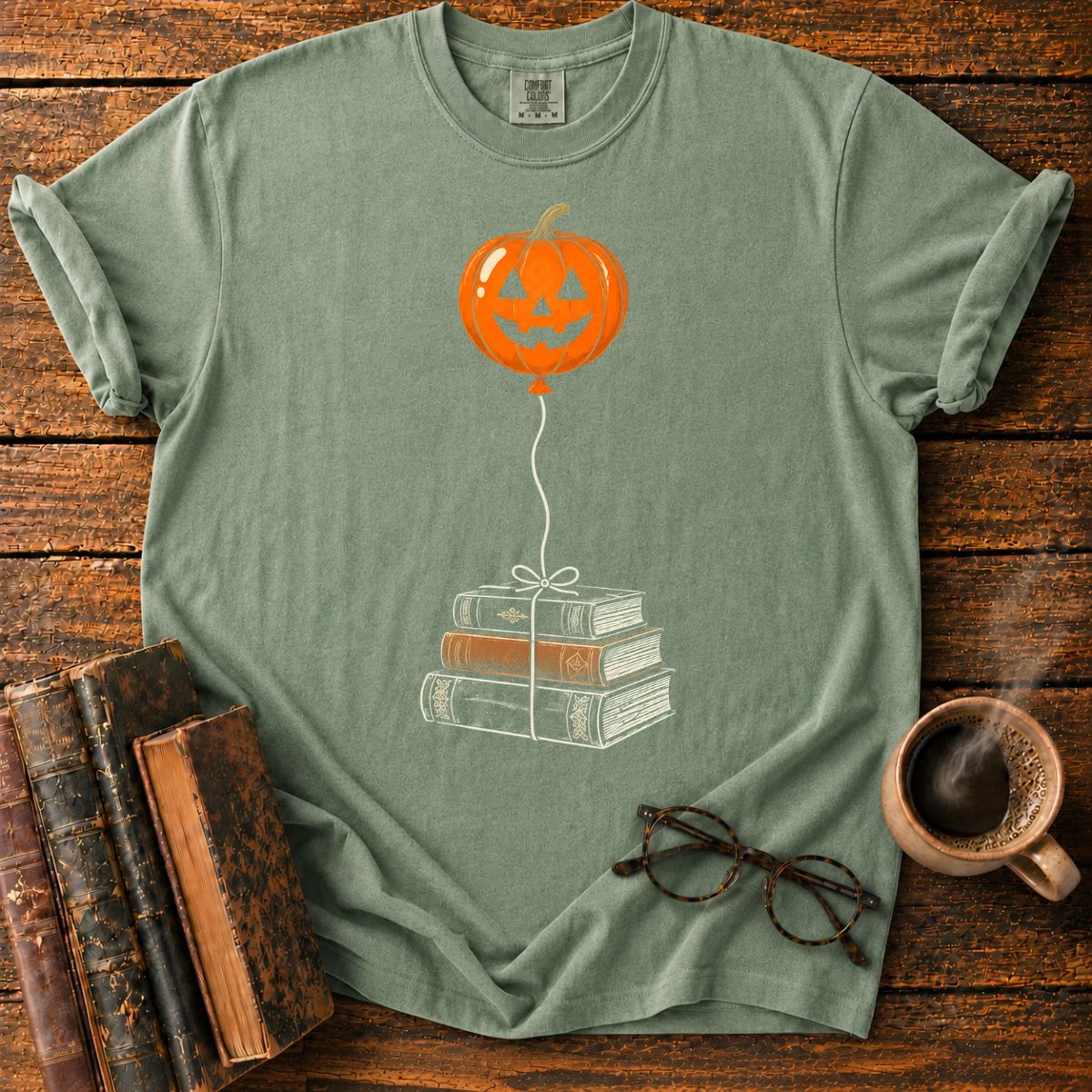 Balloon Over Vintage Books T-Shirt
