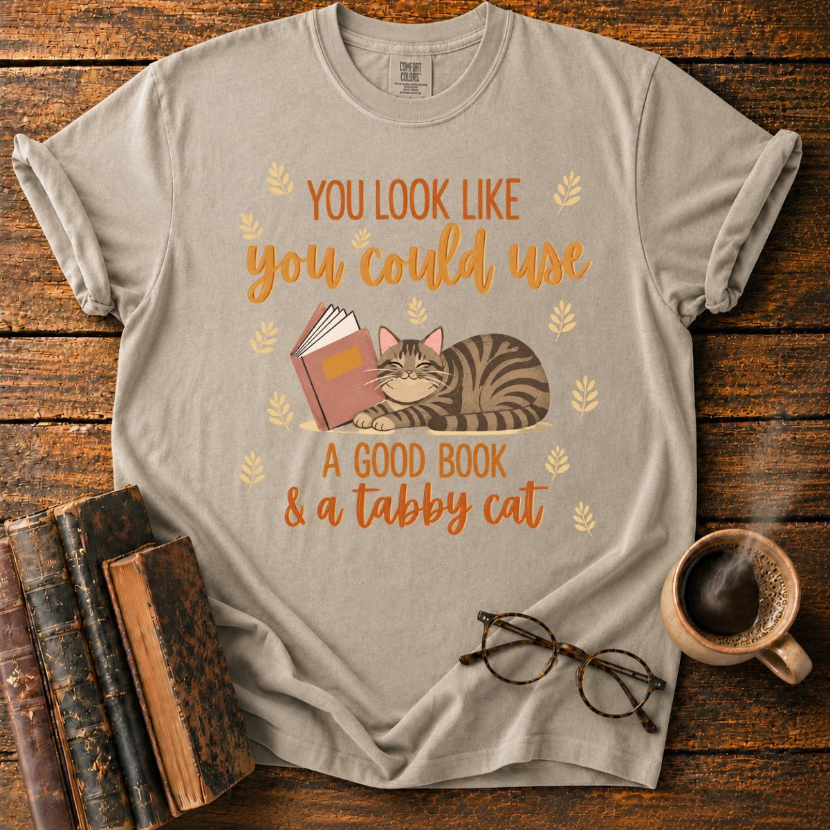 Good Book and Tabby Cat Lover T-Shirt