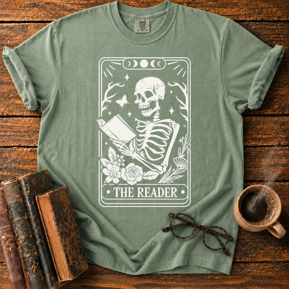 The Reader Tarot Skeleton T-Shirt