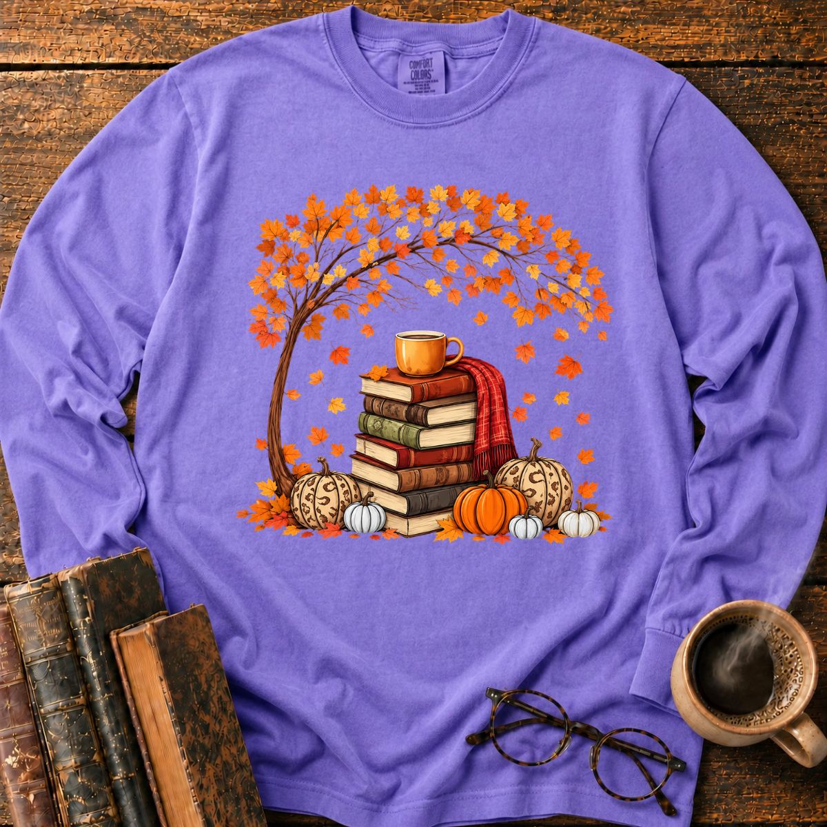 Autumn Book Stack LS T-Shirt