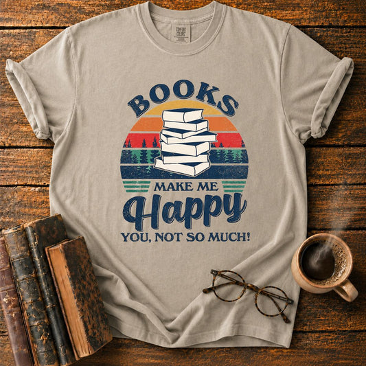 Retro Books Make Me Happy T-Shirt