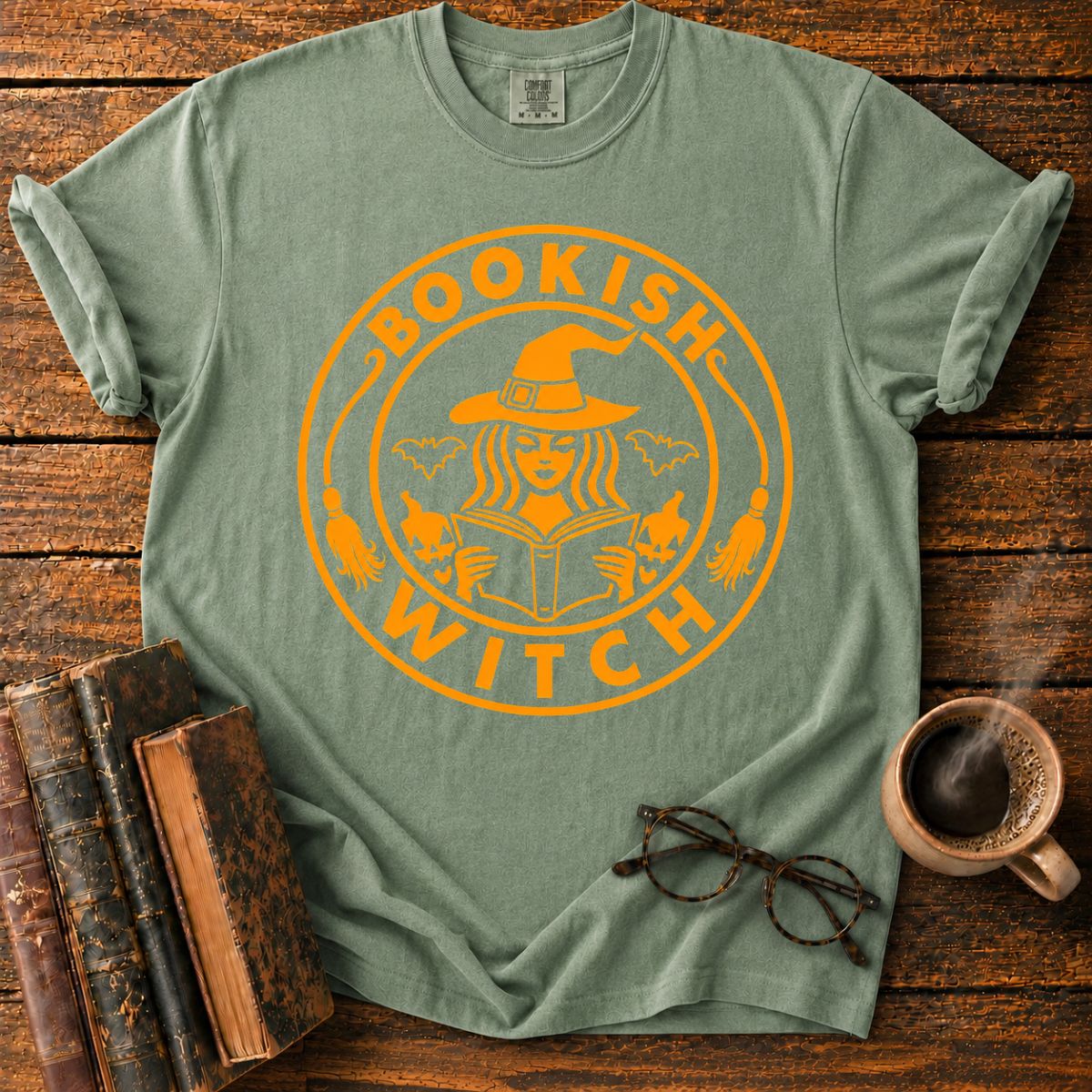 Bookish Witch Halloween Emblem T-Shirt