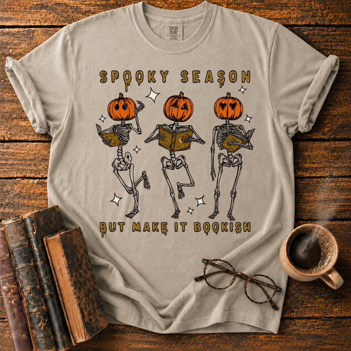 Spooky Season Bookish Skeleton Dance T-Shirt