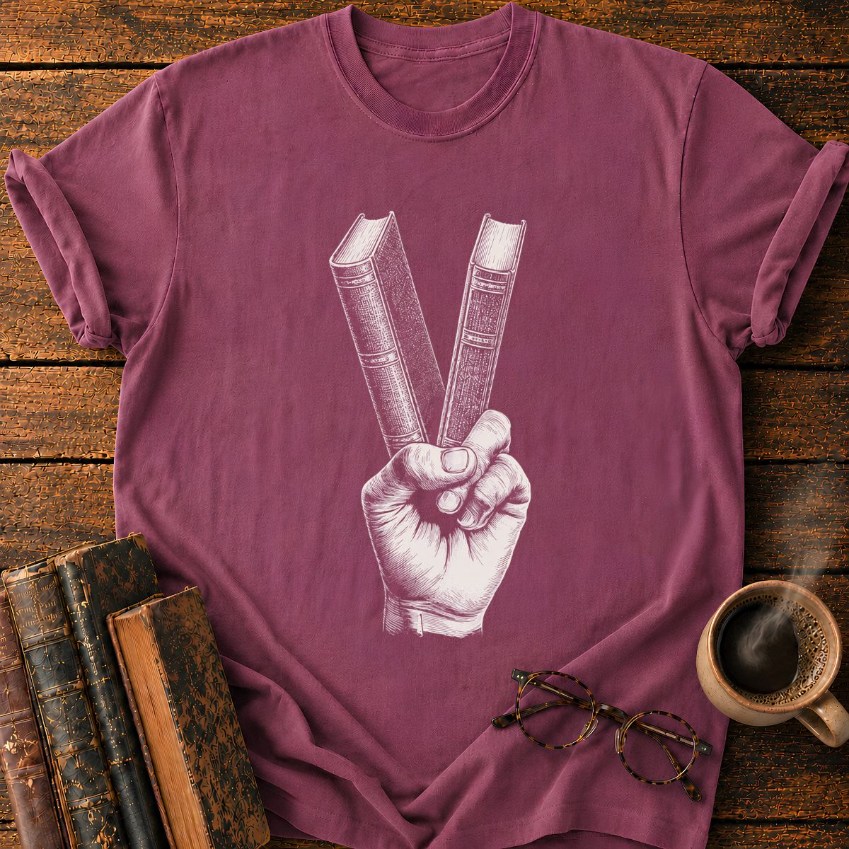 Peace Sign with Books T-Shirt