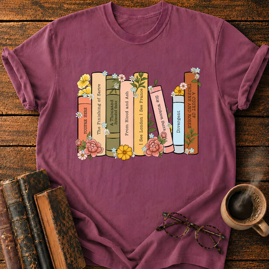 Floral Book Spines in Bloom T-Shirt
