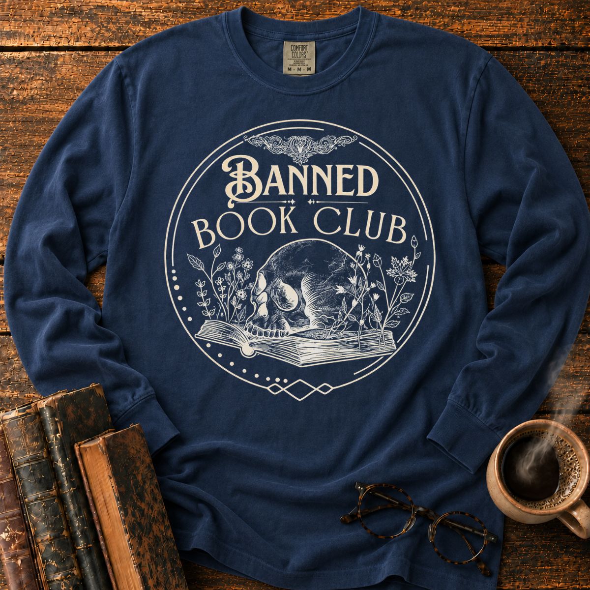 Banned Book Club Skull Emblem LS T-Shirt