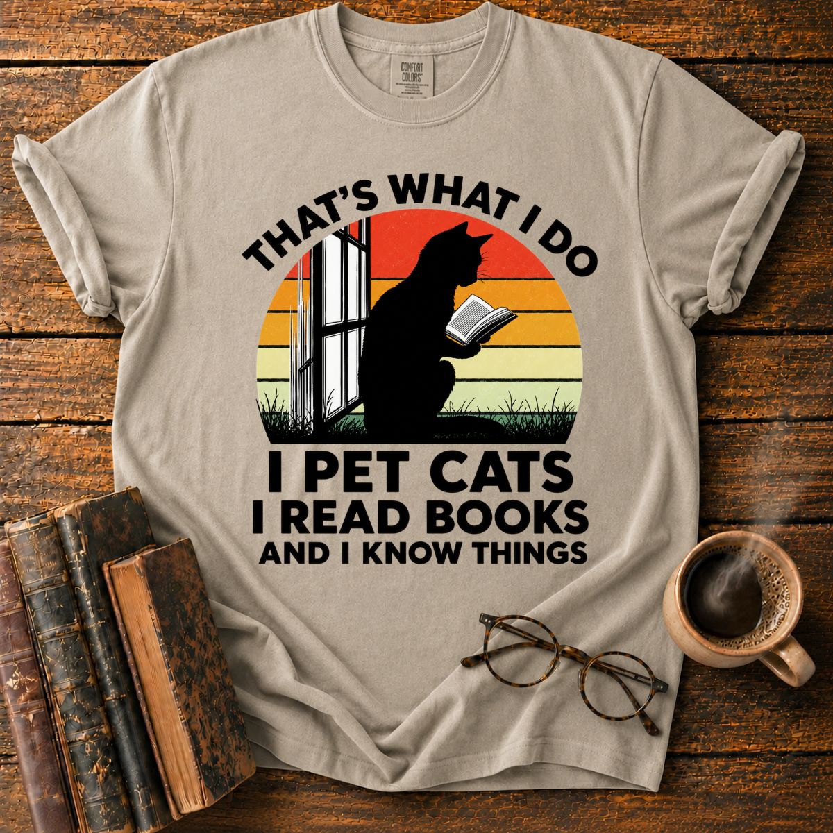 I Pet Cats I Read Books T-Shirt