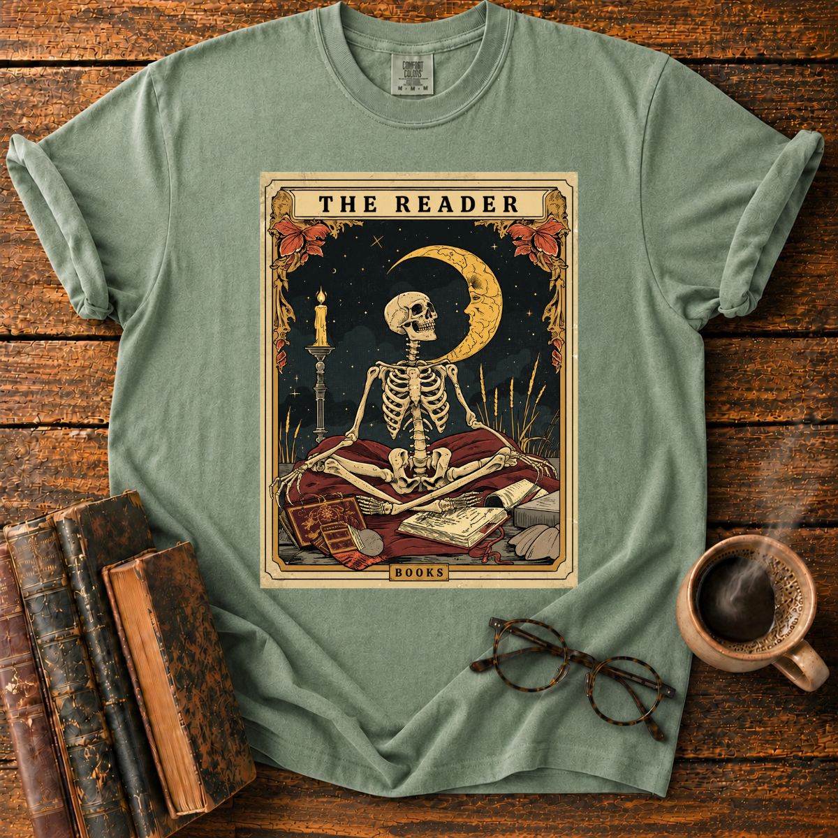 Skeleton Tarot Card Book Lover T-Shirt