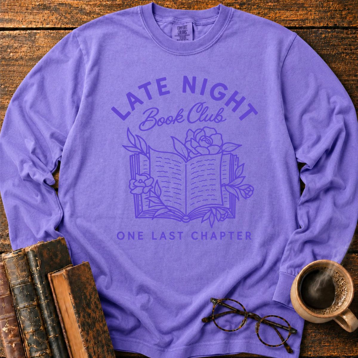 Late Night Book Club Floral LS T-Shirt