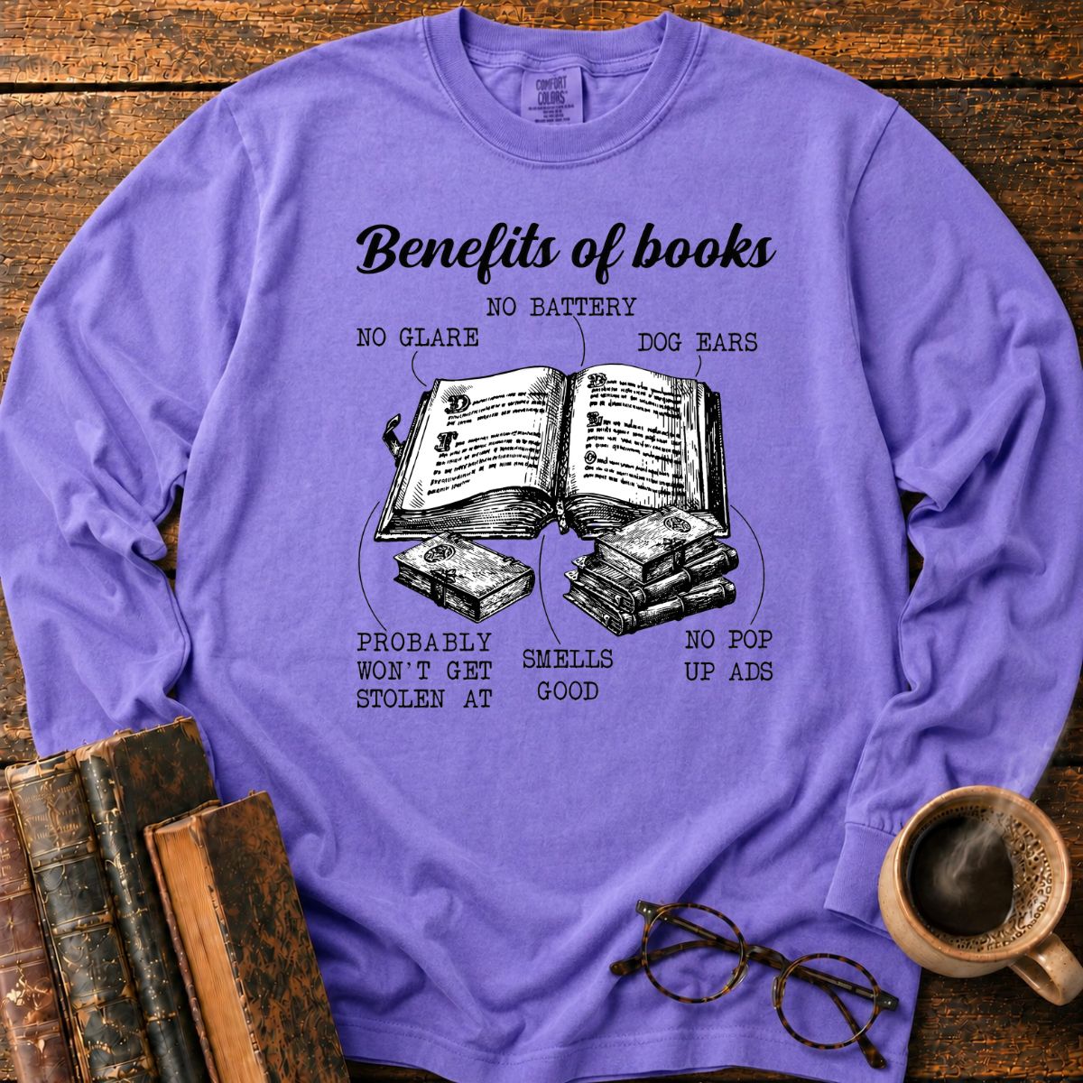 Funny Benefits Of Books Diagram LS T-Shirt