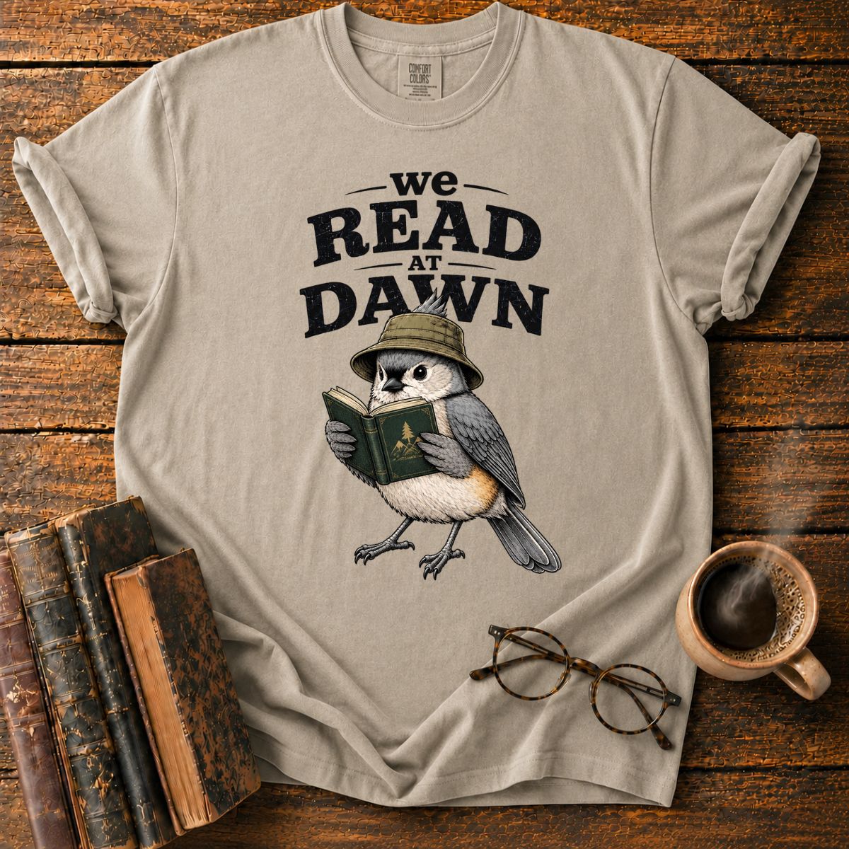 Vintage Bird Reading at Dawn T-Shirt