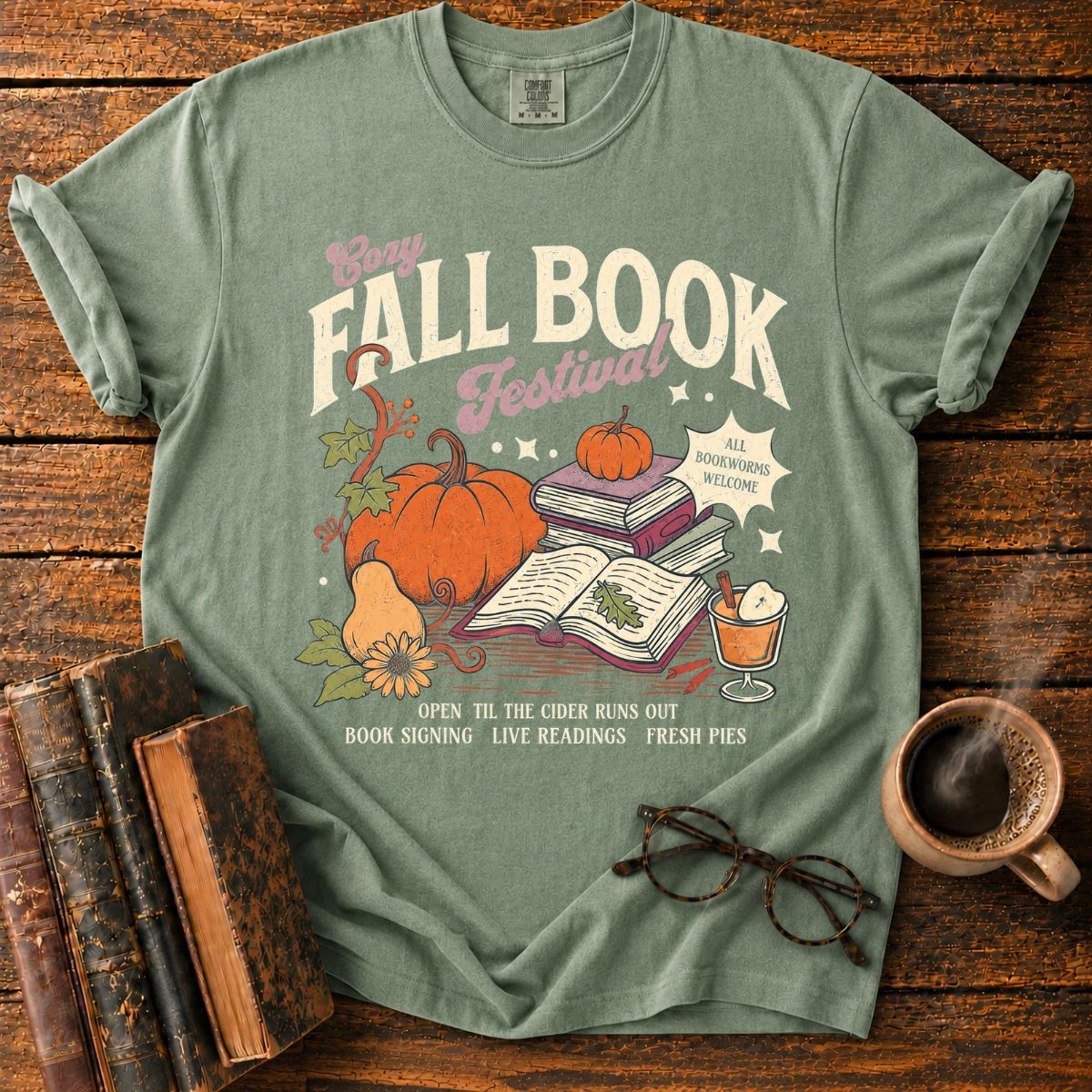 Cozy Fall Book Festival Pumpkin T-Shirt