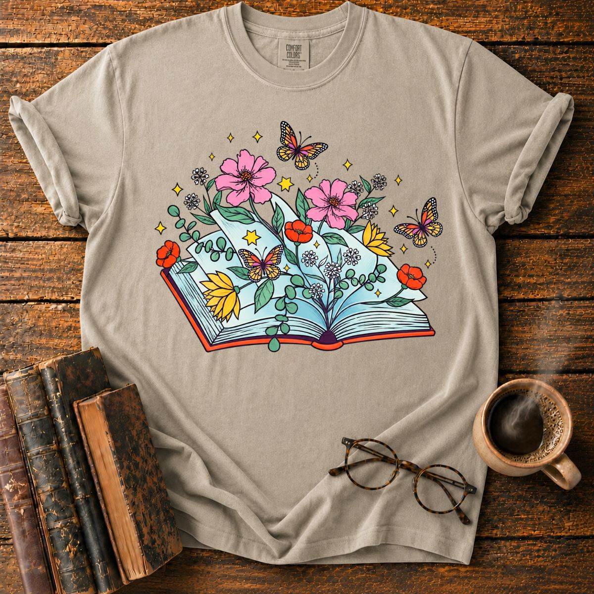 Wildflower Book Butterfly Bookish T-Shirt