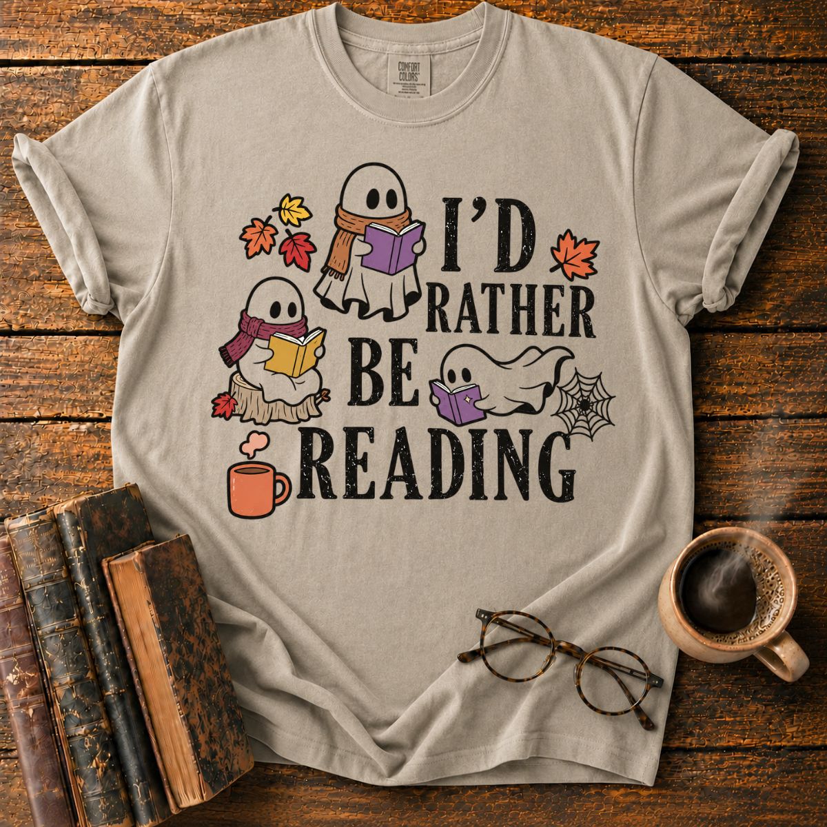 Cozy Halloween Ghosts Reading T-Shirt