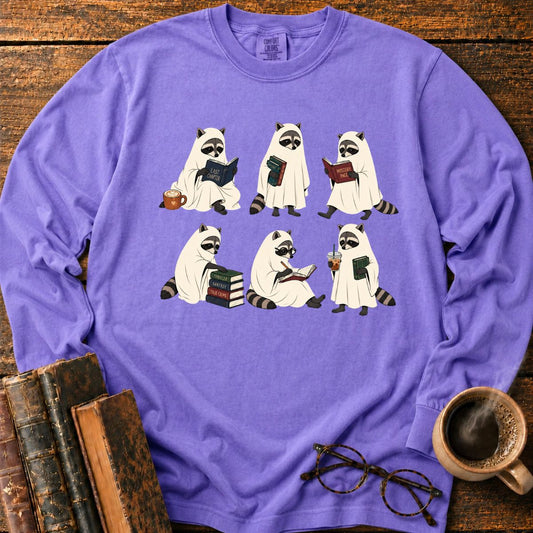 Ghostly Raccoons’ Cozy Book Club LS T-Shirt