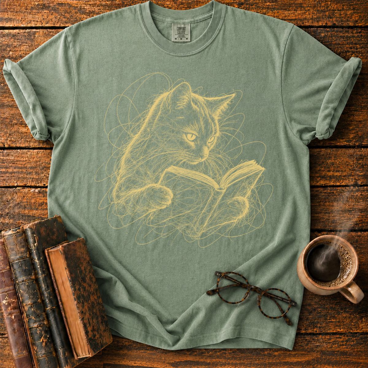 Bookish Cat T-Shirt T-Shirt