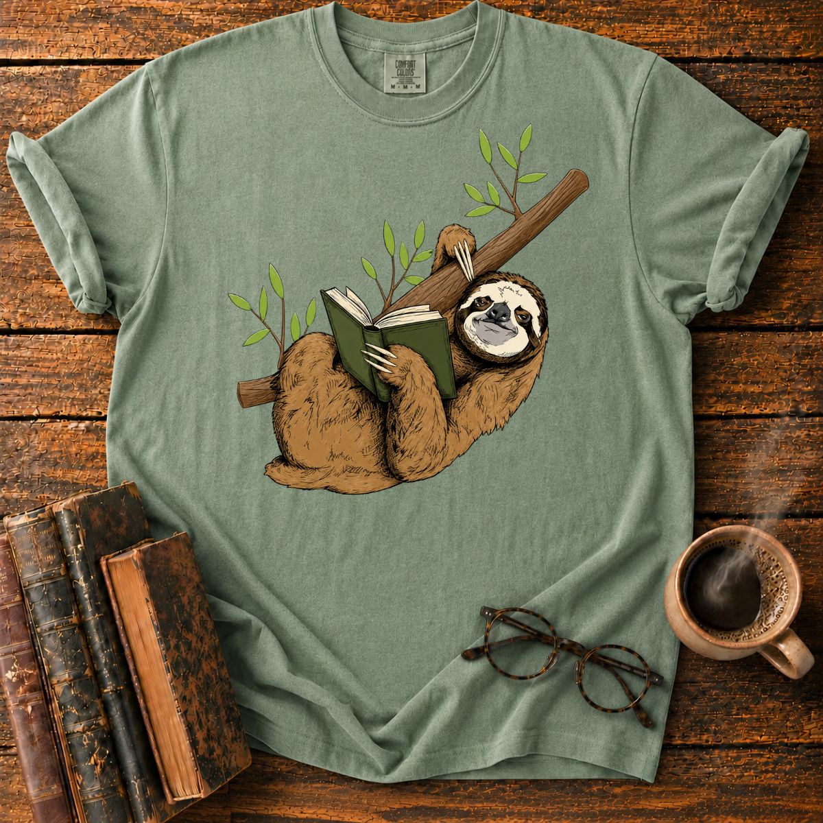 Sloth Reading on a Branch T-Shirt