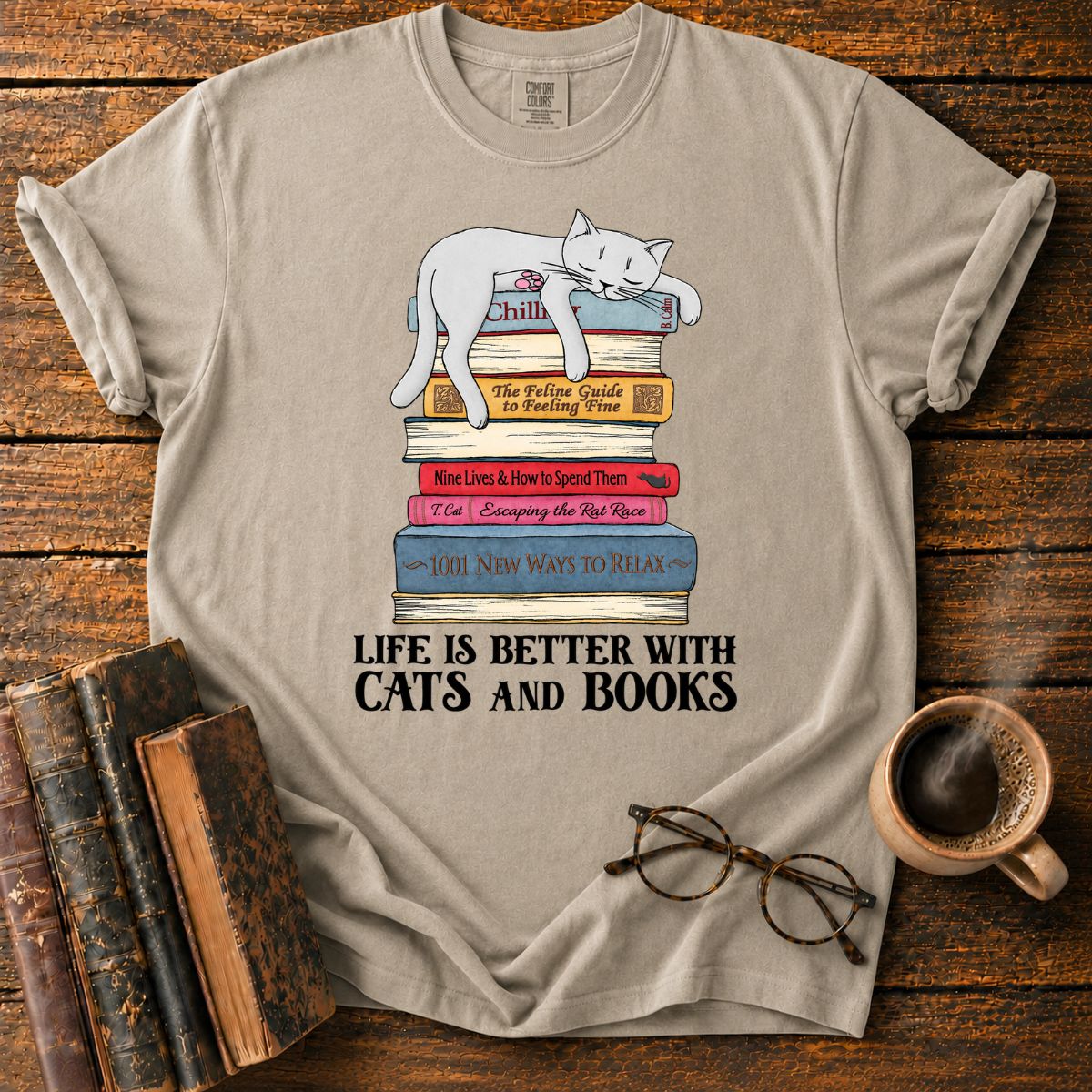 Life Is Better With Cats And Books T-Shirt