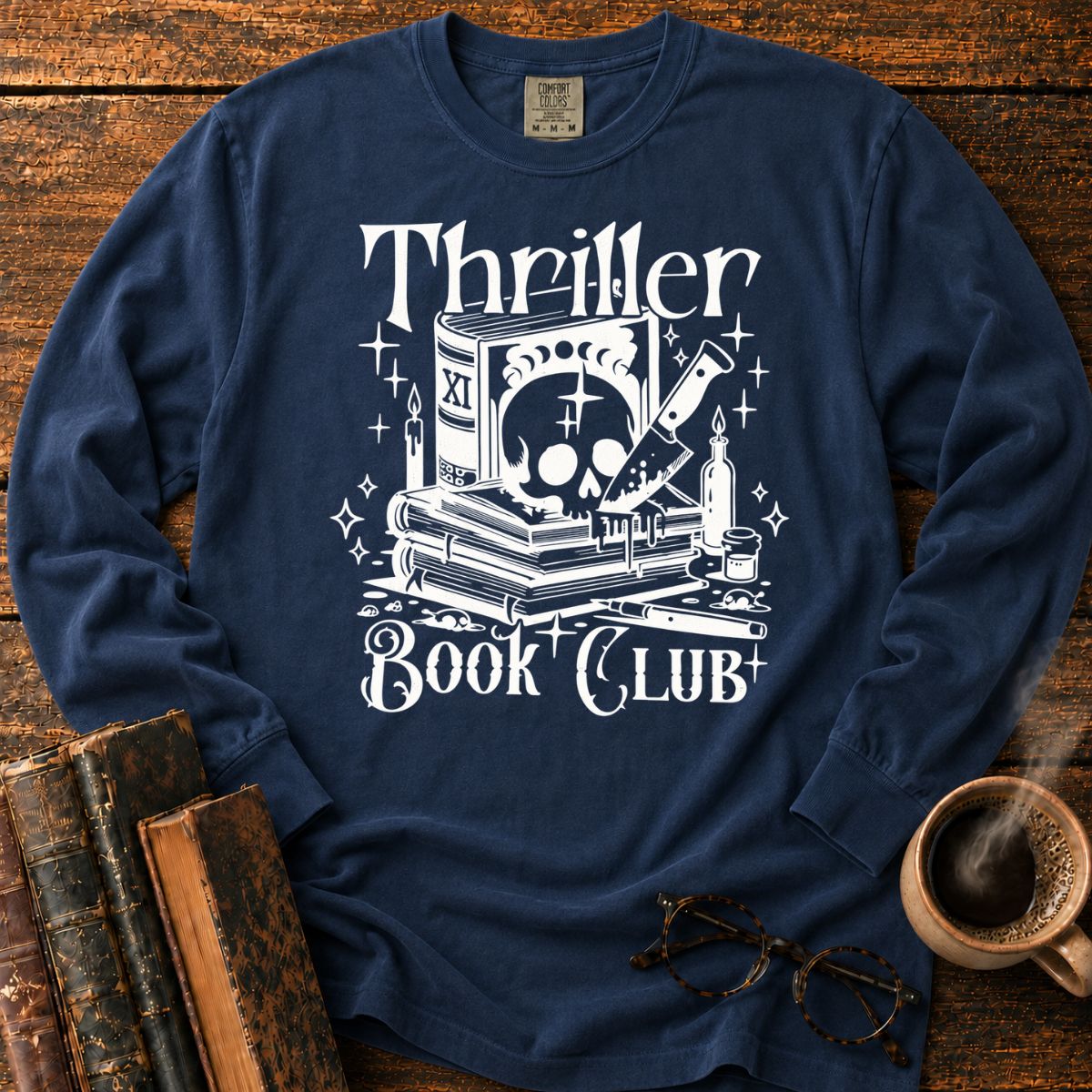 Thriller Book Club Skull Knife LS T-Shirt