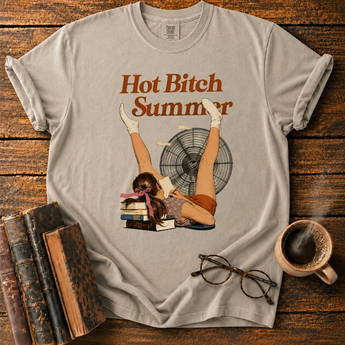 Retro Summer Reading by the Fan T-Shirt