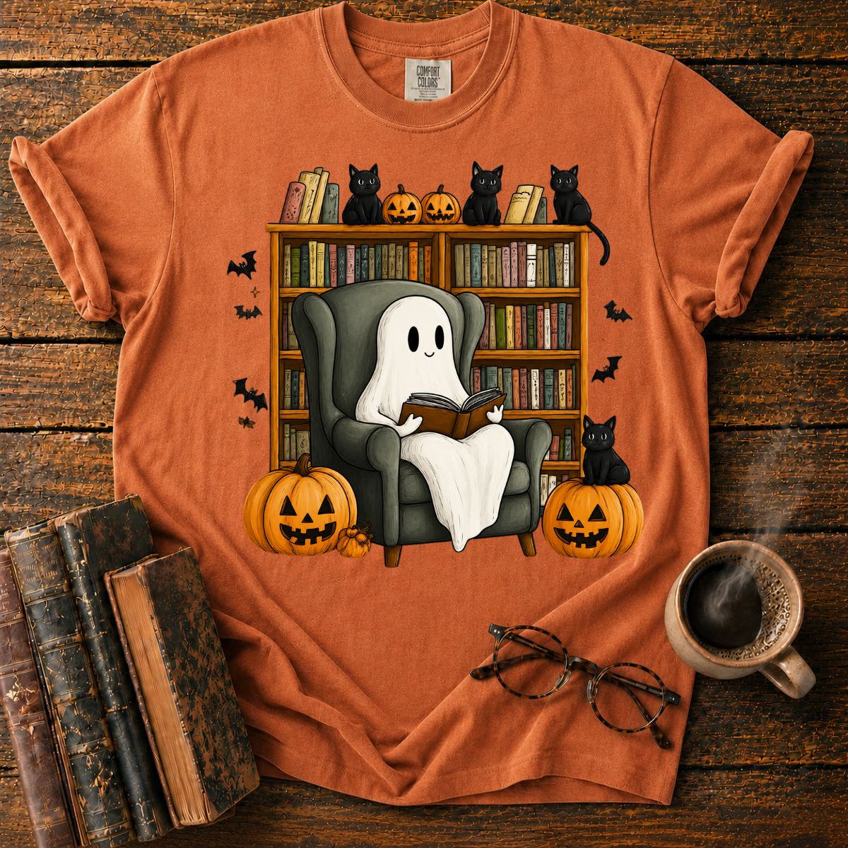 Reading Ghost Library Halloween T-Shirt