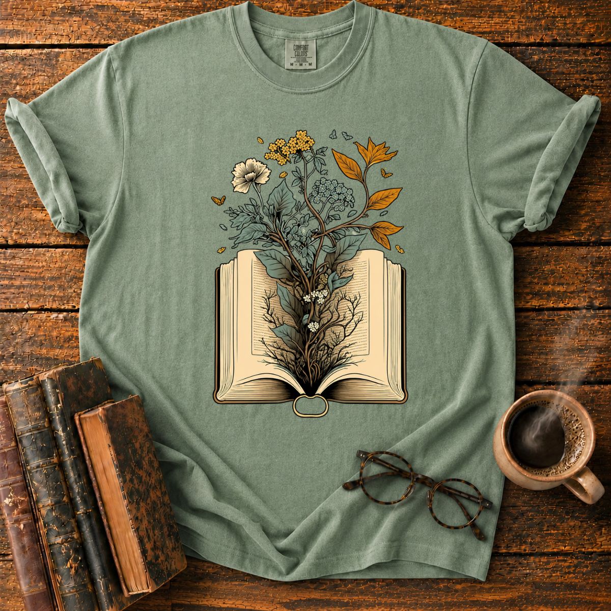 Vintage Botanical Book T-Shirt