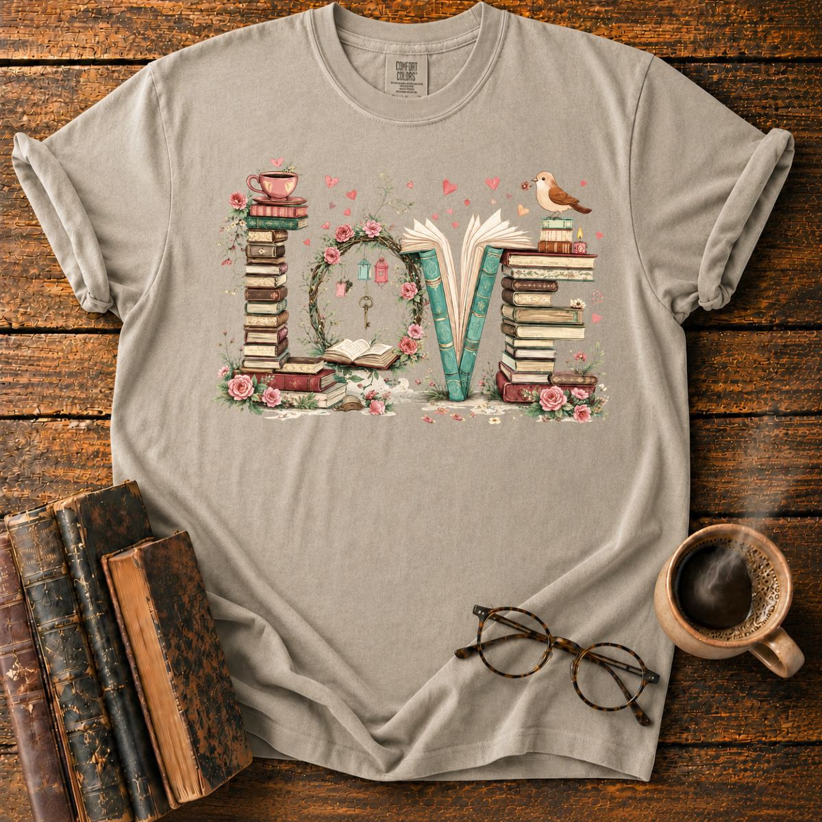 Floral Bookish LOVE Arrangement T-Shirt