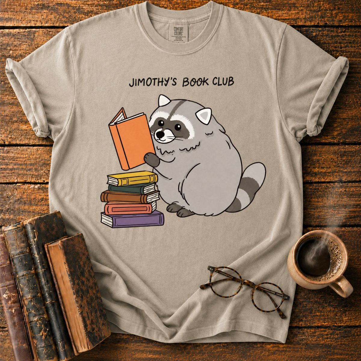 Raccoon Book Club Cute Reading T-Shirt