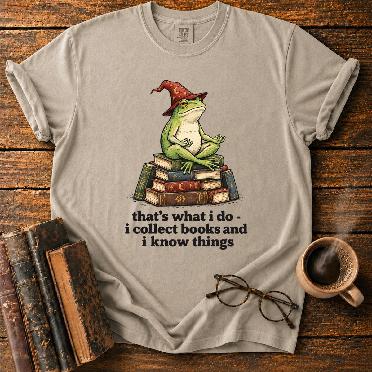 Wise Frog Wizard Collects Books T-Shirt