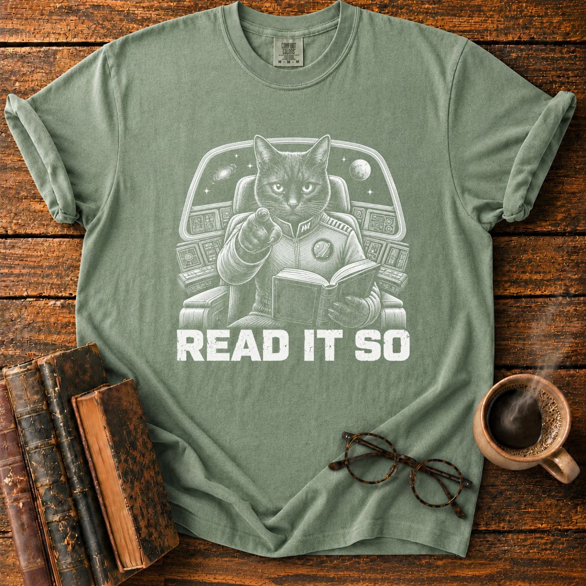 Commanding Cat in Space Cockpit T-Shirt