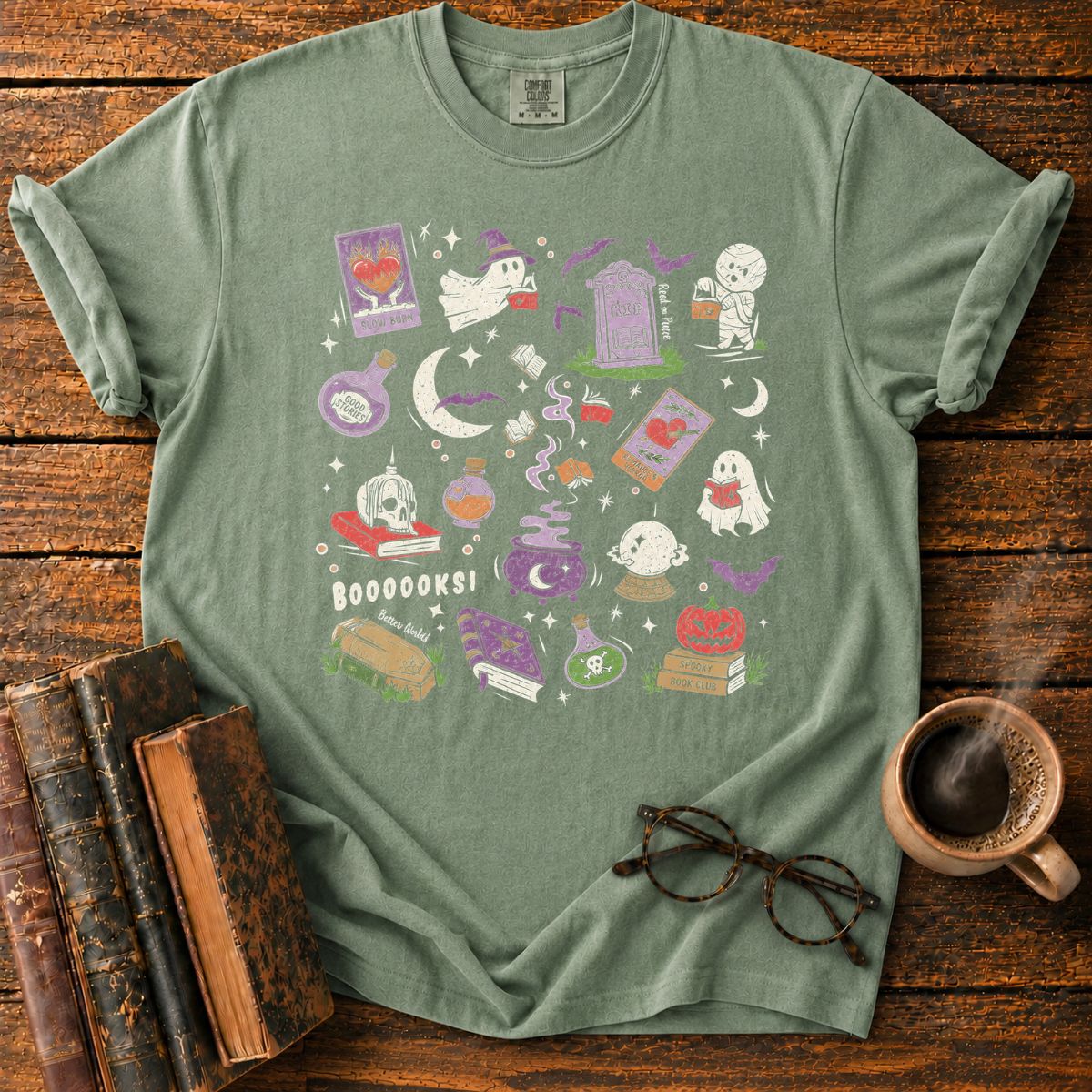 Spooky Bookish Halloween Doodle T-Shirt