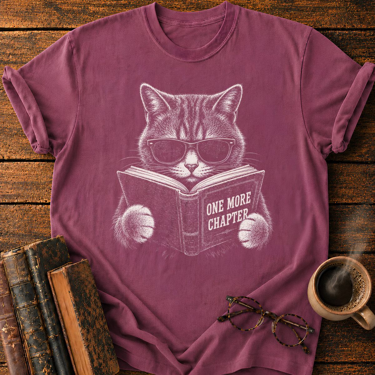 Cool Cat Reading One More Chapter T-Shirt