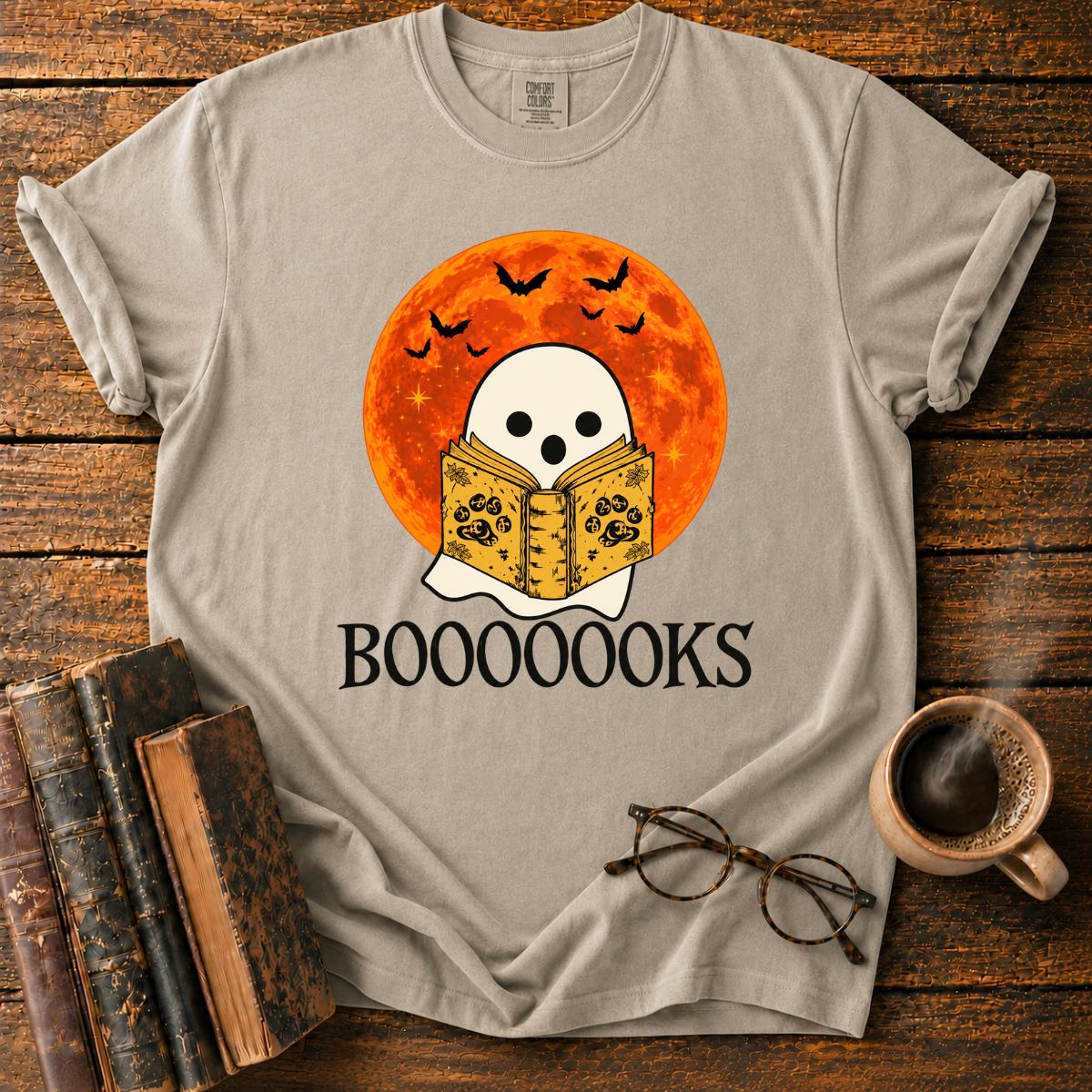 Spooky Ghost and Grimoire Moon T-Shirt