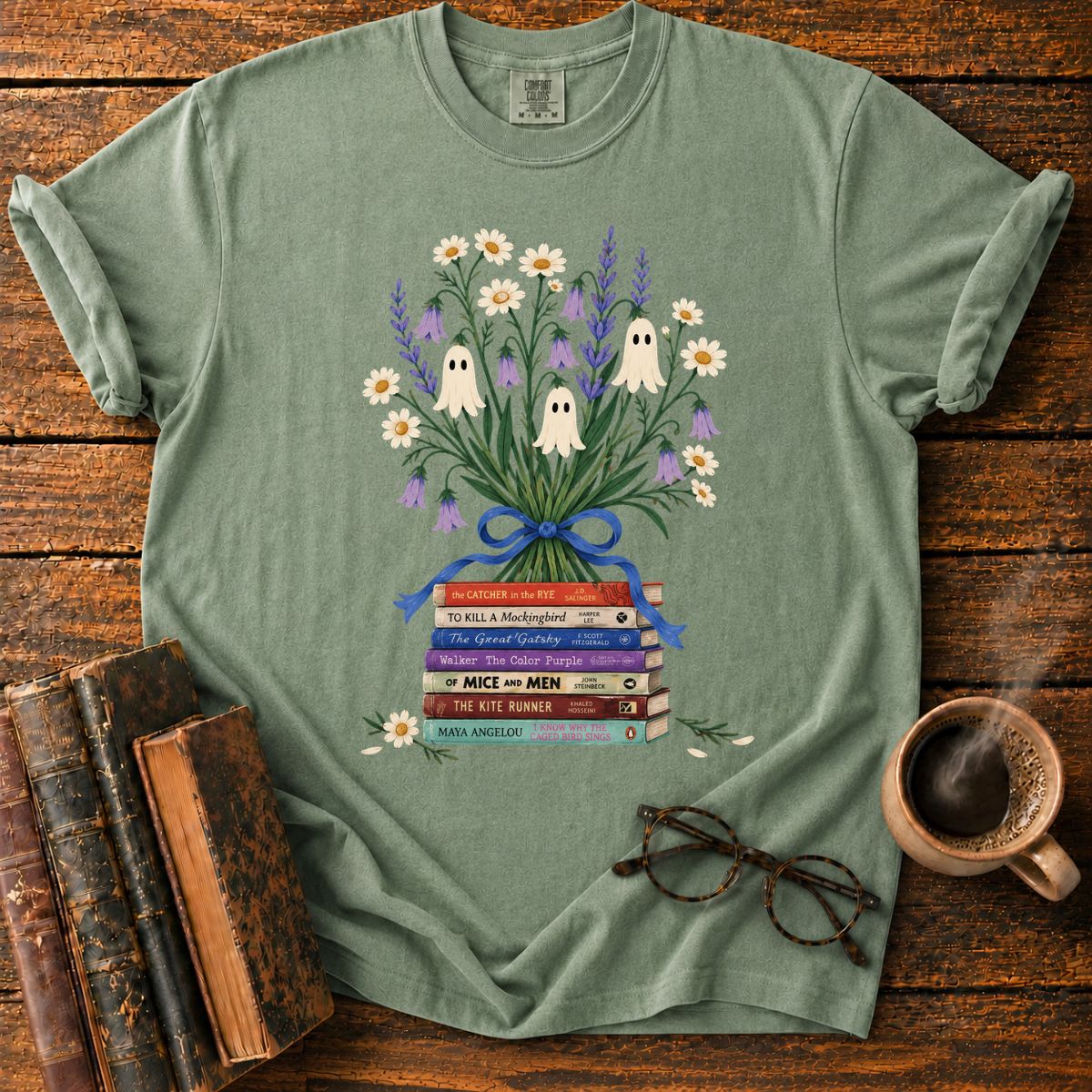 Ghost Flower Book Bouquet T-Shirt