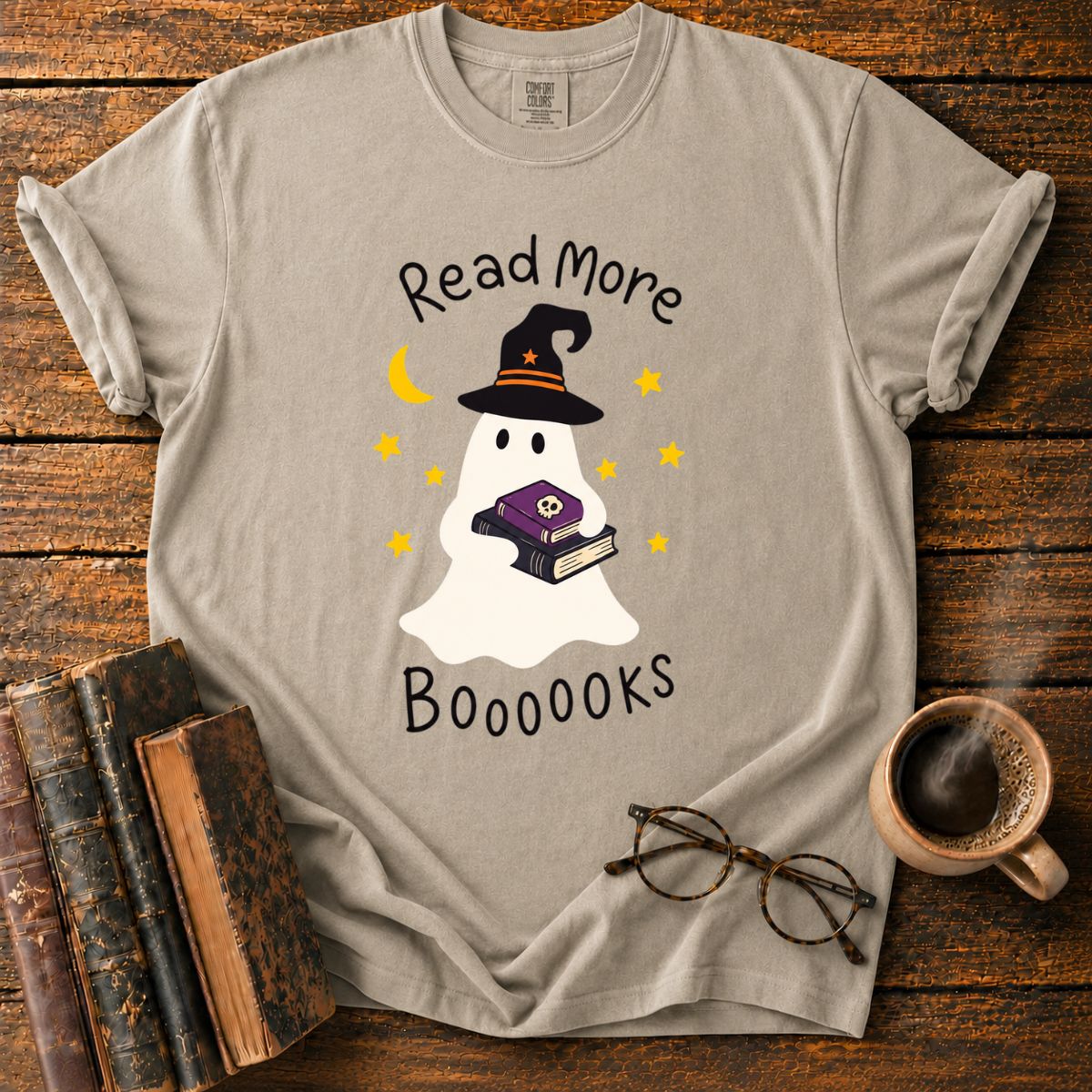 Cute Halloween Ghosts and Books T-Shirt