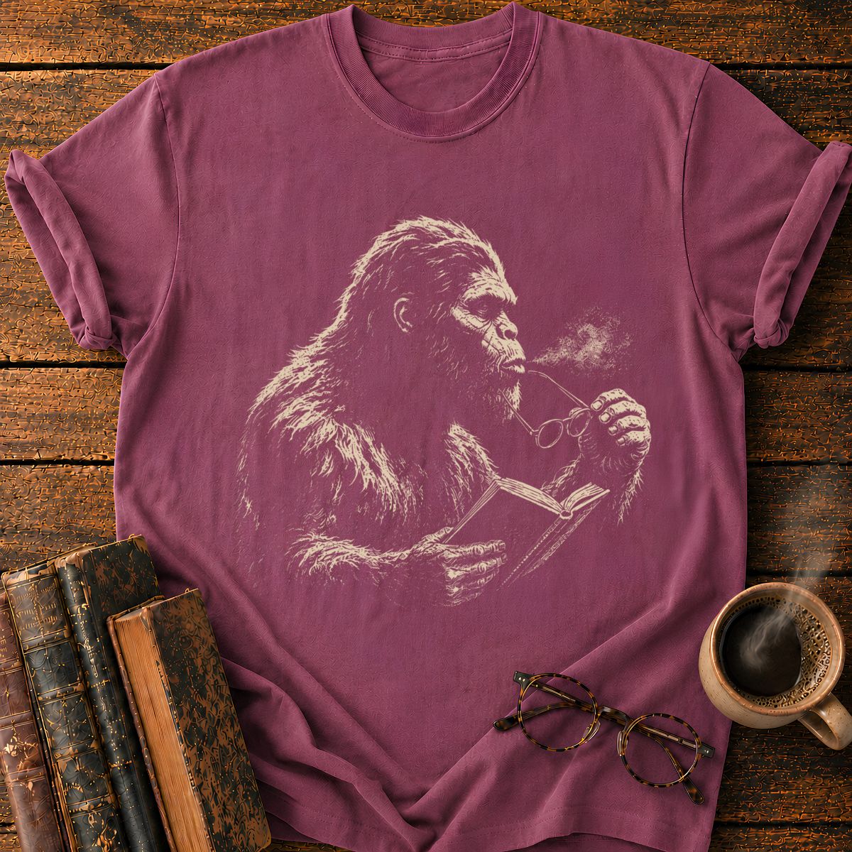 Bigfoot with A Book T-Shirt