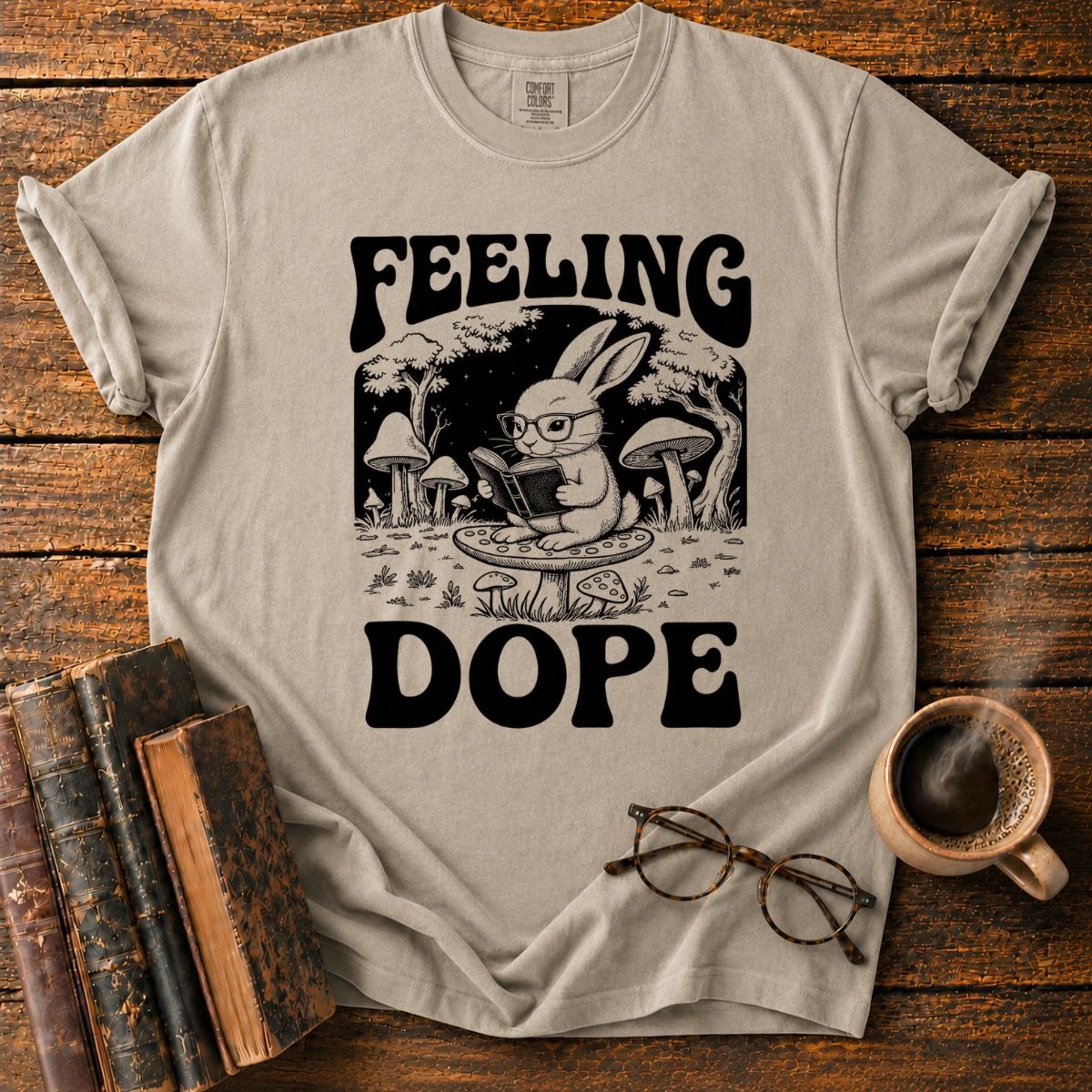 Feeling Dope_ Moonlit Rabbit Reader T-Shirt