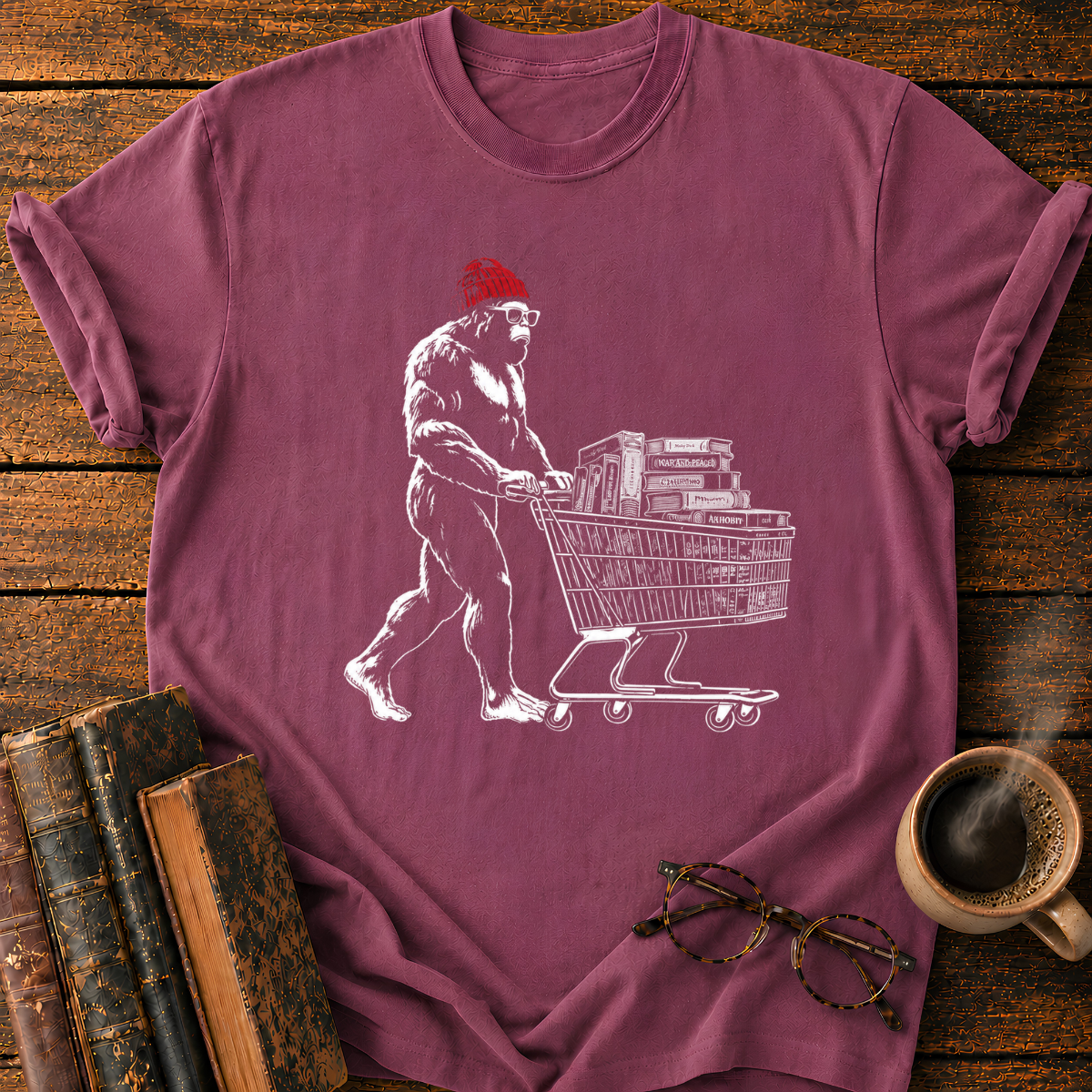 Bigfoot Book Cart T-Shirt
