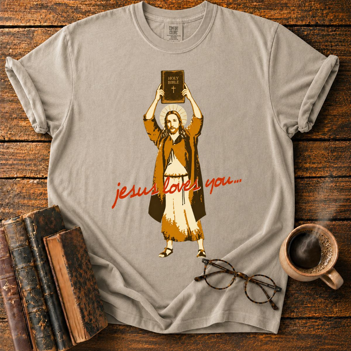Jesus with Holy Bible T-Shirt