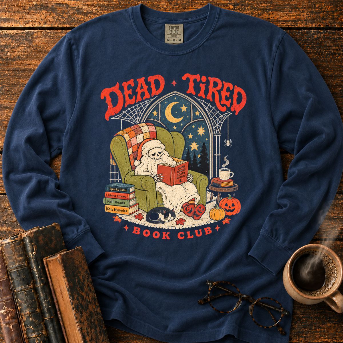 Dead Tired Book Club Skeleton LS T-Shirt