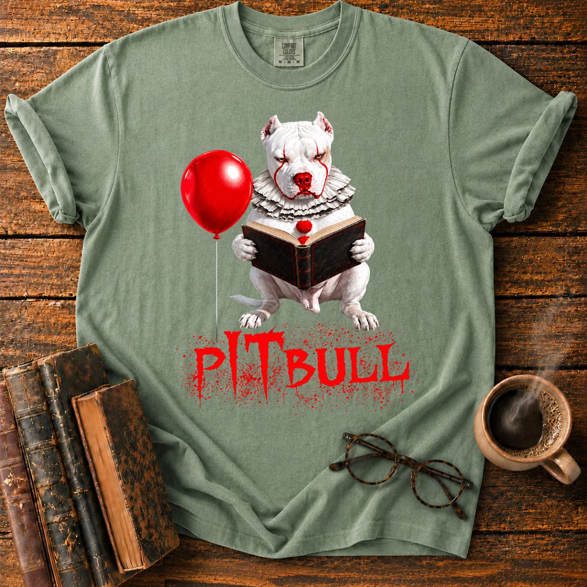 Pitbull Reading a Vintage Book T-Shirt