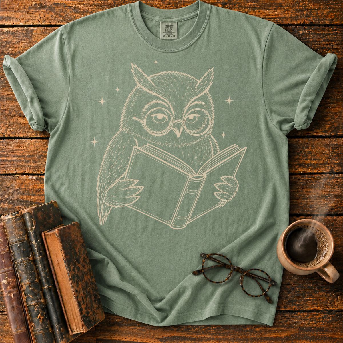 Wise Owl Reading by Starlight T-Shirt