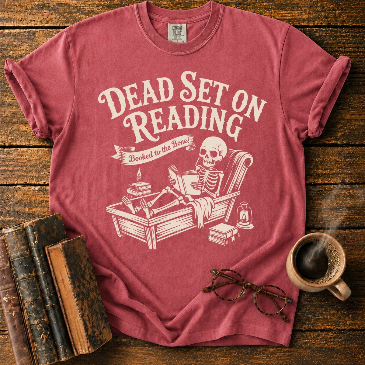 Dead Set On Reading Skeleton T-Shirt