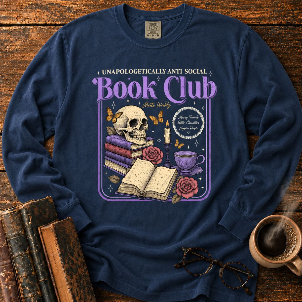 Anti Social Book Club Skull LS T-Shirt