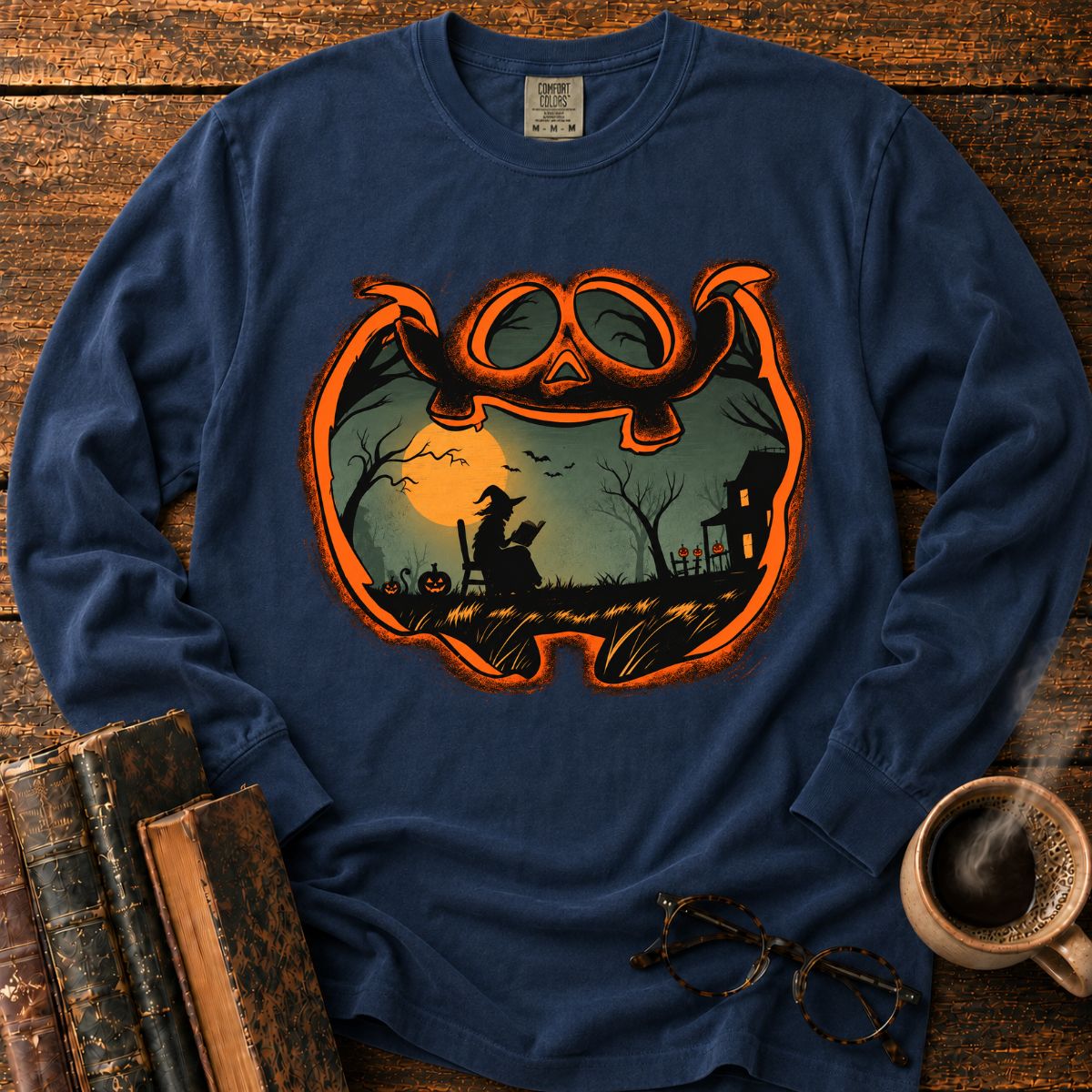Witch Reading Jack O Lantern LS T-Shirt