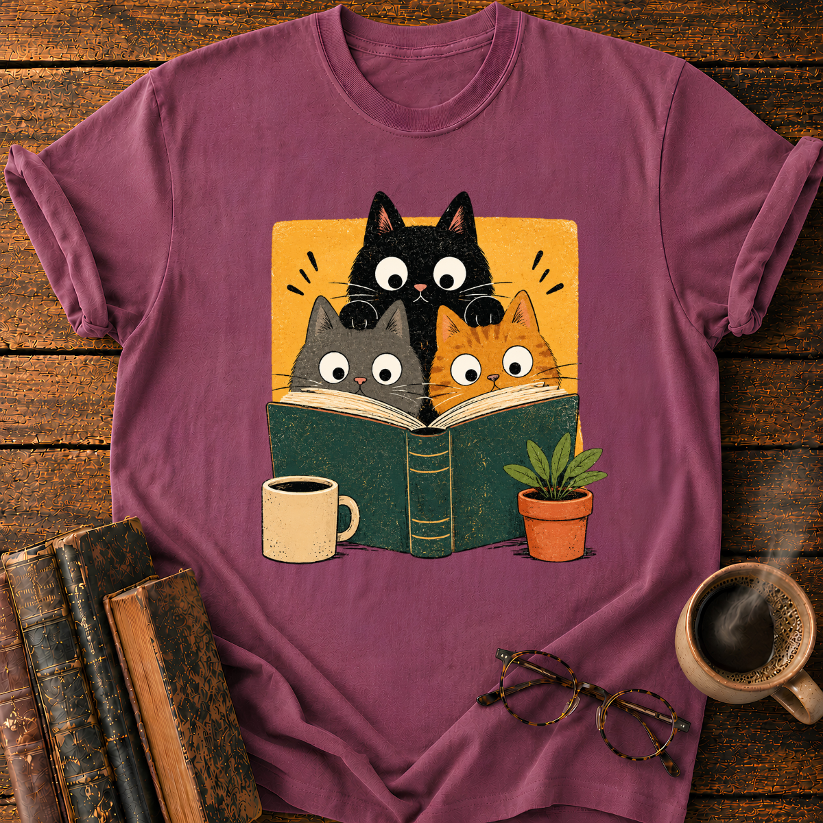 Curious Cats Reading Together T-Shirt