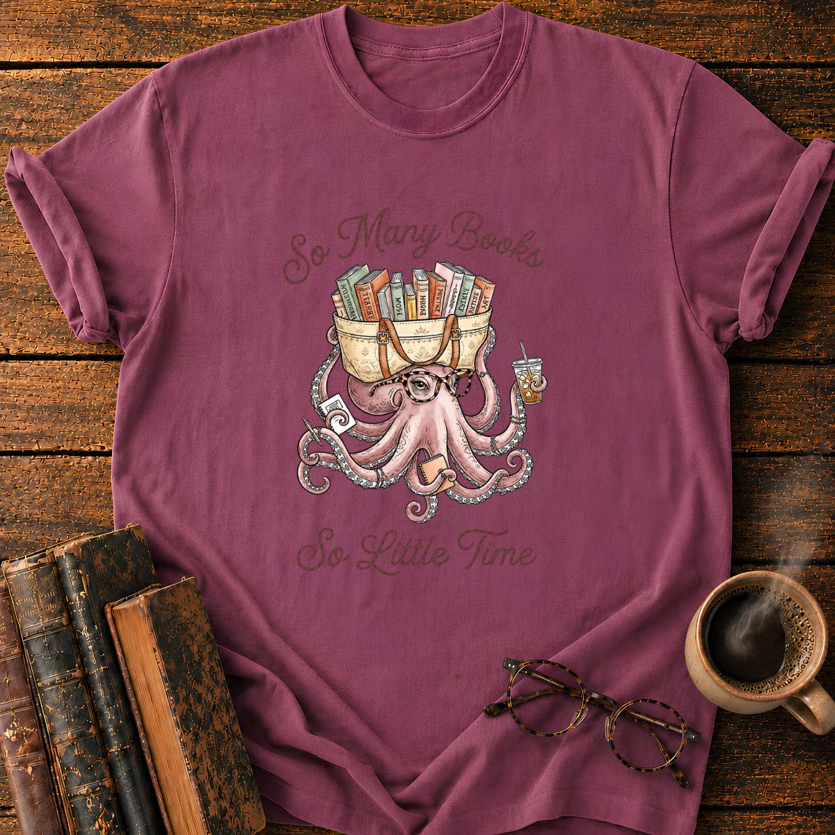 Octopus Many Books T-Shirt